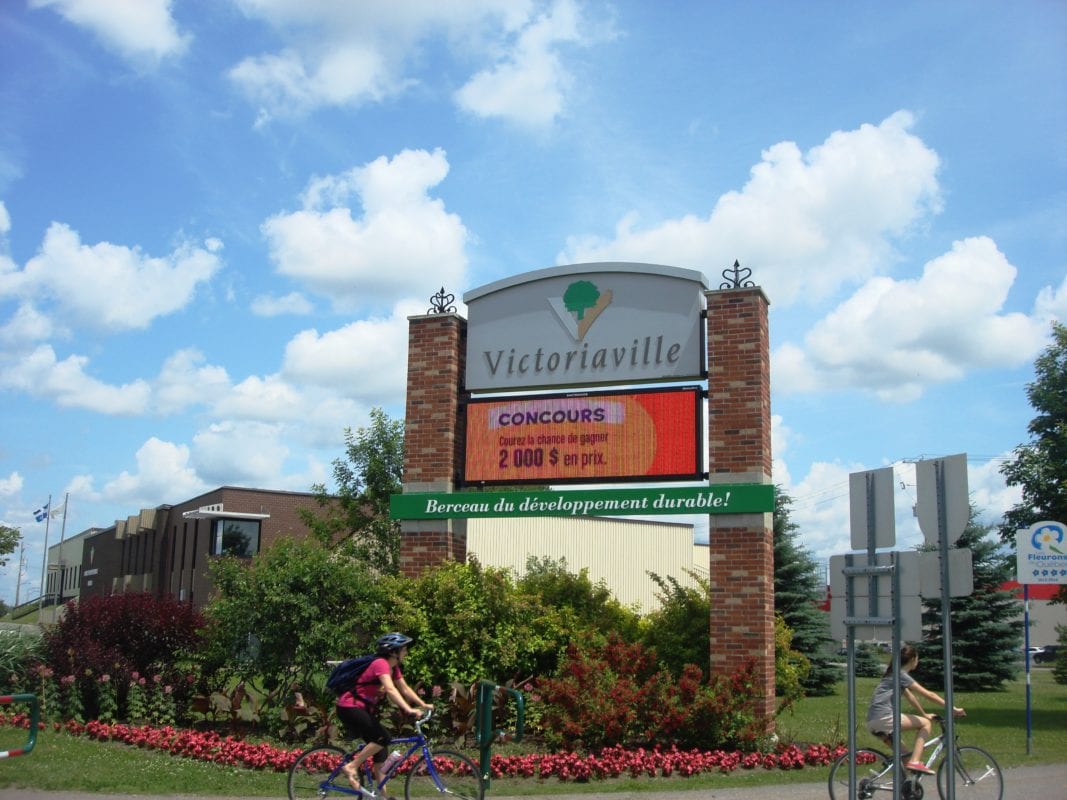 Welcome sign in Victoriaville Quebec