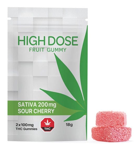 Sour Cherry Sativa Gummies (200mg THC) by High Dose