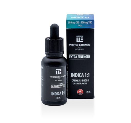 Extra Strength Indica 1:1 Cannabis Drops - Twisted Extracts (600mg of CBD | 600mg of THC - Orange Flavour)