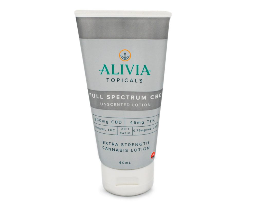 Photographie source: ALIVIA – Full Spectrum CBD Unscented Lotion