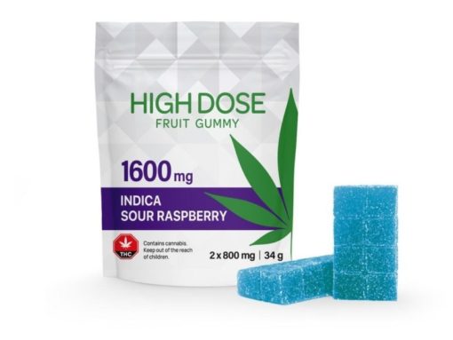 Sour Raspberry Indica Gummies (1600mg THC) by High Dose