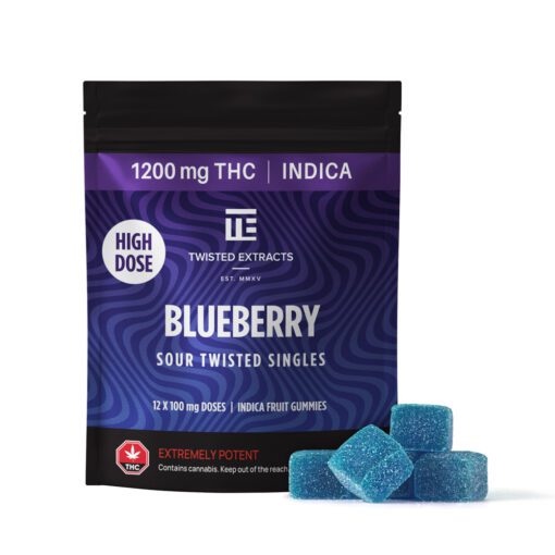 Twisted Extracts - Blueberry High Dose Sour Singles (1200MG THC - Indica)