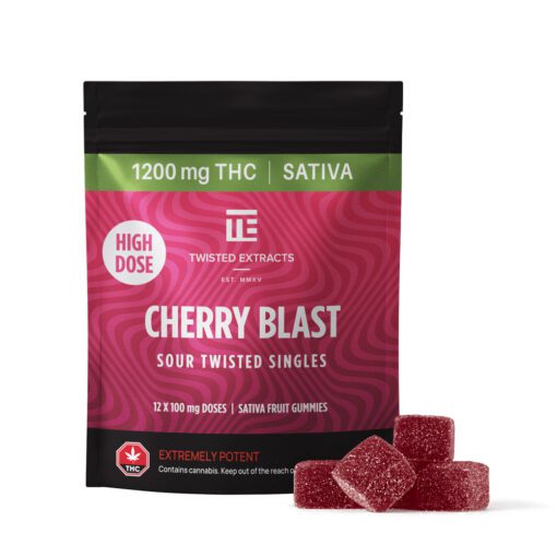 Twisted Extracts - Cherry Blast High Dose Sour Singles (1200mg of THC - Sativa)
