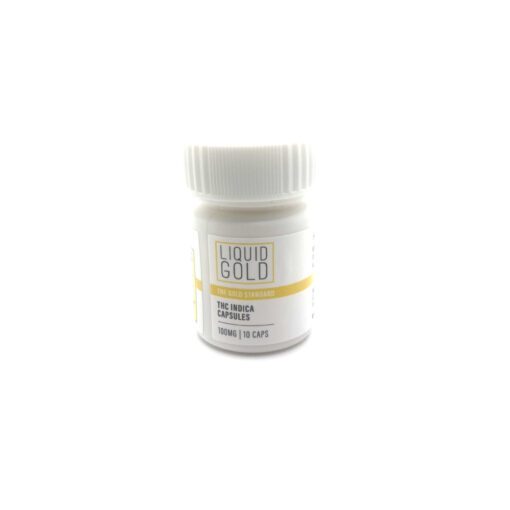 100mg THC Indica Liquid Gold Capsules (10 Pack - 1000mg Total)